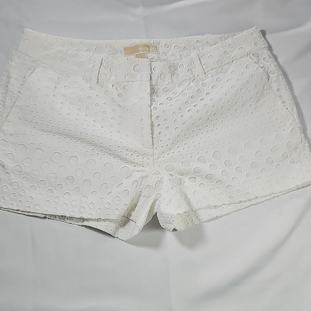 Michael Kors Shorts Womens Size 8 White Eyelet Embroidered Cotton Summer Pockets
